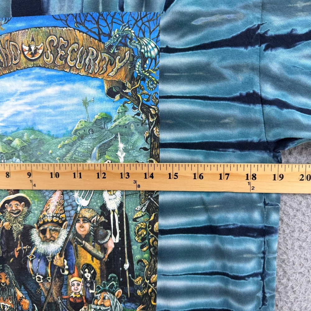 Gildan Gnomeland Security Tie‎ Dye T-Shirt Mens Medium Blue Black Gnome Graphic - Picture 5 of 15